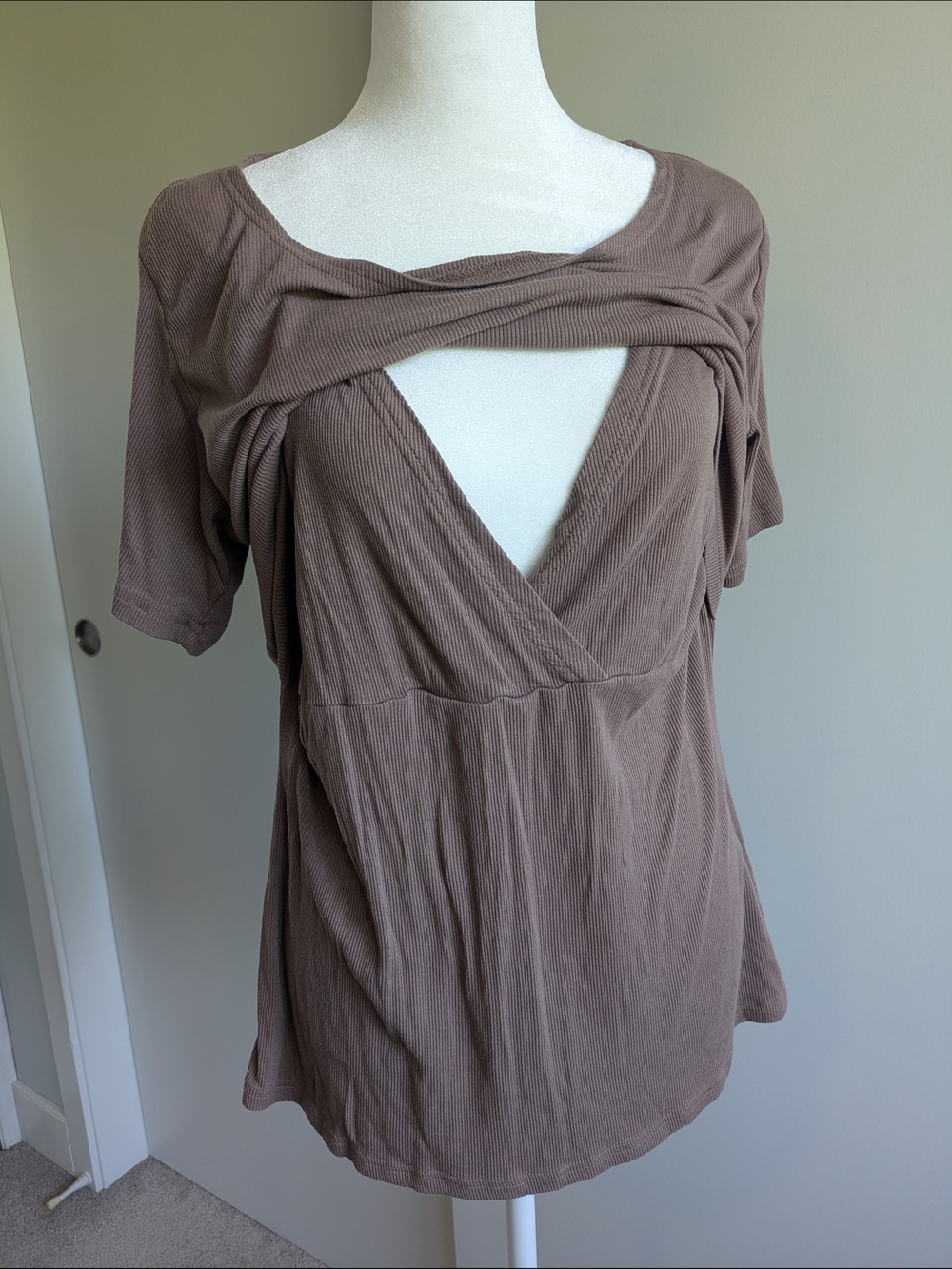 M Taupe Nursing/Breastfeeding Layered Top